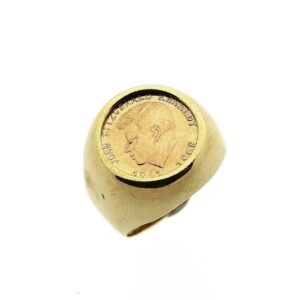 14 karaat gouden heren ring met J.F.K. Herdenkings munt