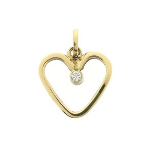 14 karaat gouden hart hanger met diamant