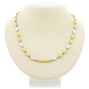 14 karaat bicolor gouden fantasie schakel collier