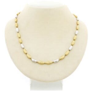 14 karaat bicolor gouden fantasie schakel collier