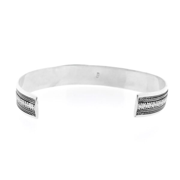 Zilveren klemarmband met kabelpatroon | Ø 67 mm
