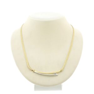 14 karaat bicolor gouden collier met hanger en diamant van Le Chic