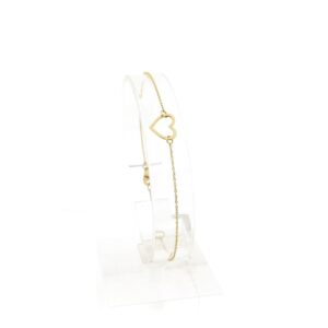 14 Karaat gouden dunne anker schakel armband met hart | 16,5 cm - 18,5 cm