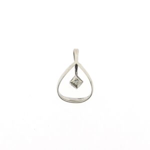 14 karaat witgouden hanger met diamant