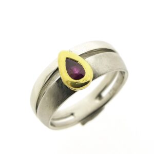 Exclusief bicolor platina ring met robijn vervaardigd