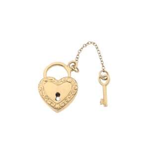 14 karaat geelgouden hanger van een hart met sleutel