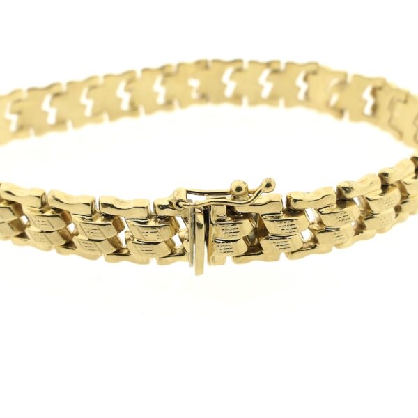 Gouden fantasie schakel armband | 18,5 cm