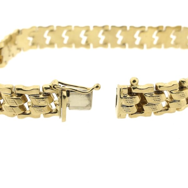 Gouden fantasie schakel armband | 18,5 cm