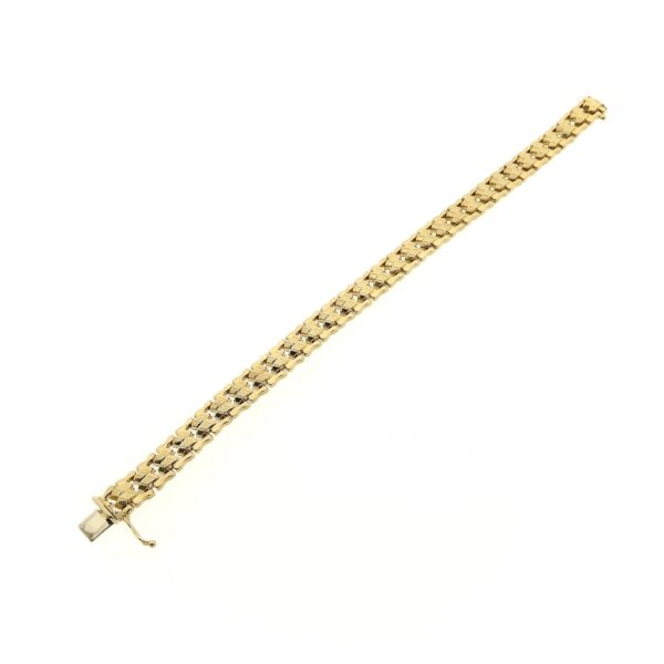 Gouden fantasie schakel armband | 18,5 cm