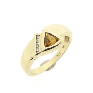 14 karaat gouden ring met diamant en citrien