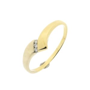 14 karaat bicolor gouden ring met diamant | 0,03 ct.