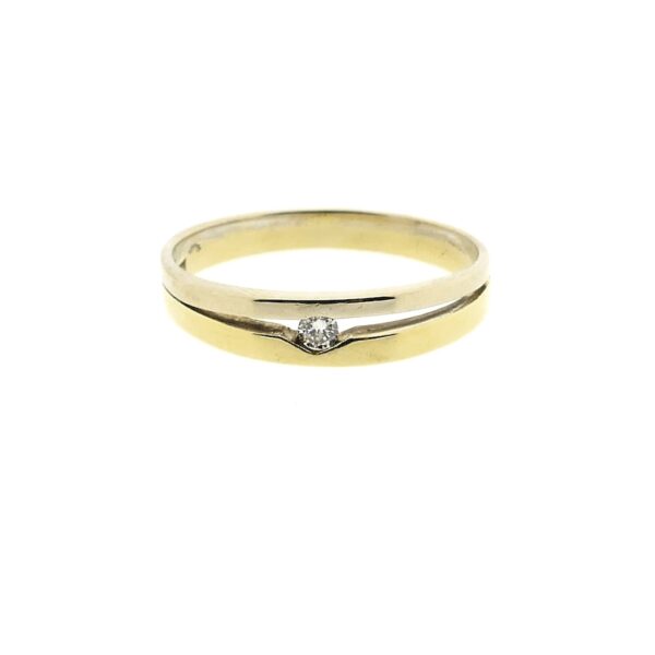 Bicolor gouden solitair ring met diamant | 0,035 ct.