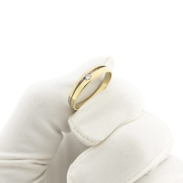 Bicolor gouden solitair ring met diamant | 0,035 ct.