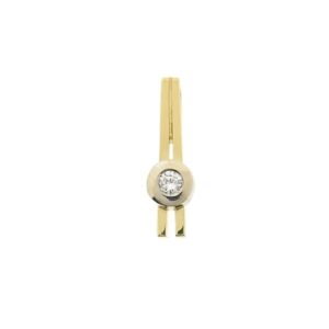 14 karaat bicolor gouden minimalistische hanger met diamant | 0,05 ct.