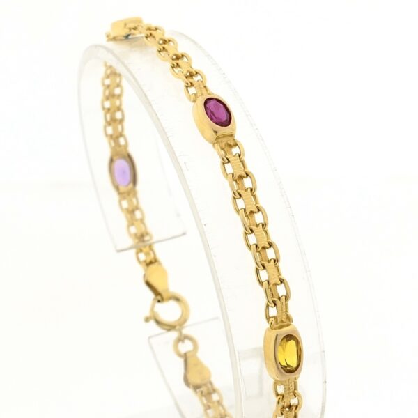 10 Krt. armband met mix van edelstenen | 19 cm