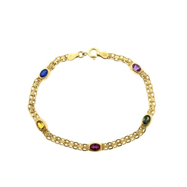 10 Krt. armband met mix van edelstenen | 19 cm