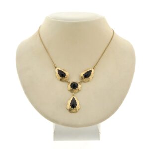 14 karaat geelgouden collier met granaat stenen