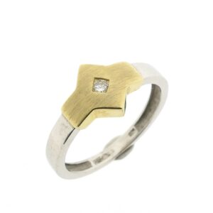 14 karaat bicolor gouden ring met diamant