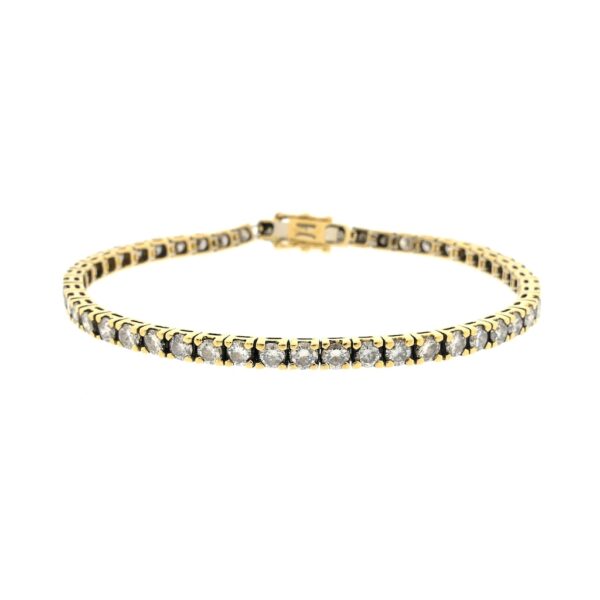 18 Krt. Gouden tennis armband met diamant; 6,12 ct. | 19 cm