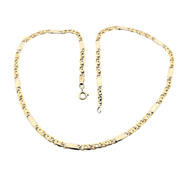 Bicolor gouden gesloten Figaro schakel ketting | 43 cm