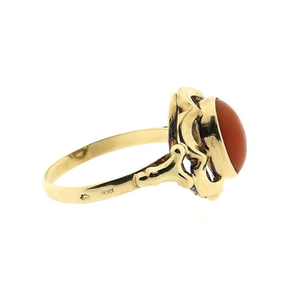 Gouden ring met bloedkoraal | Antiek