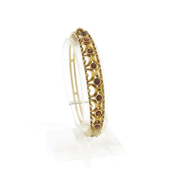 Exclusieve vintage gouden slavenarmband met granaat | Ø 60 mm