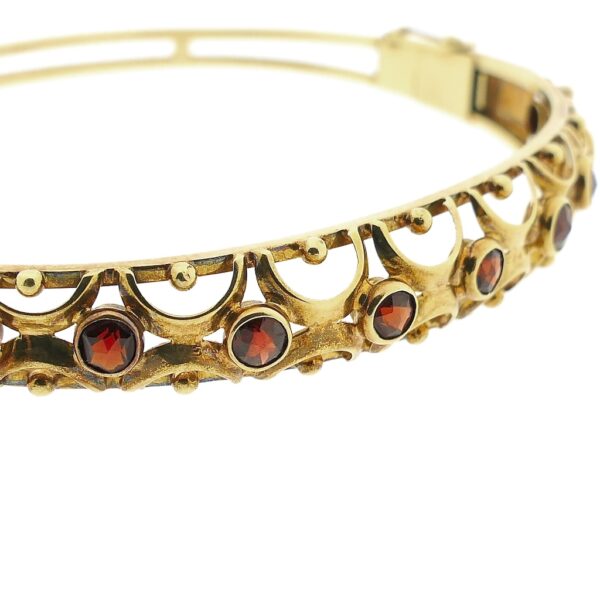 Exclusieve vintage gouden slavenarmband met granaat | Ø 60 mm