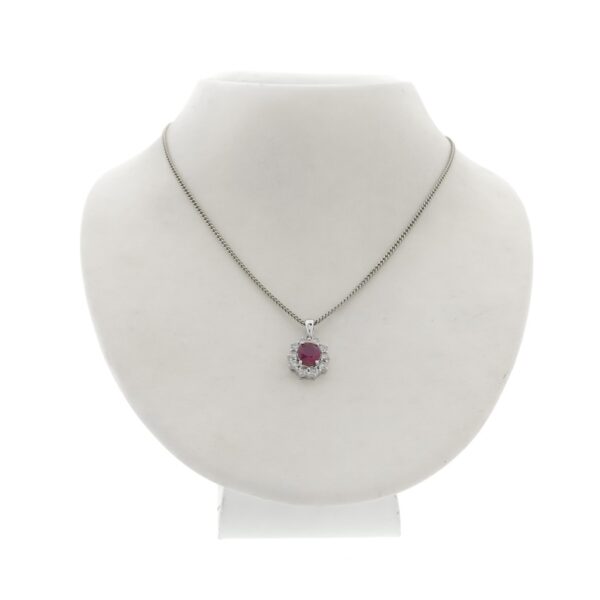 18 Krt. Witgouden hanger met roze spinel en diamant | 0,70 ct.