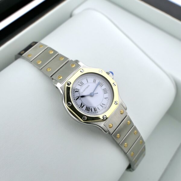 Cartier Santos Octagon Automatic; 18k. goud/stalen dames horloge