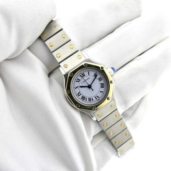 Cartier Santos Octagon Automatic; 18k. goud/stalen dames horloge