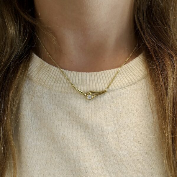 Gouden gourmetschakel ketting met vaste hanger | 42 cm