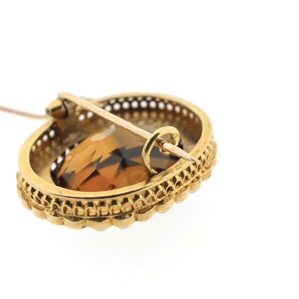 Gouden broche met rookkwarts en parels