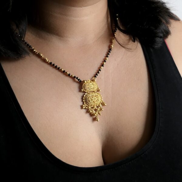 22 Krt. Gouden Mangalsutra ketting met onyx | 61-58 cm of 42 cm