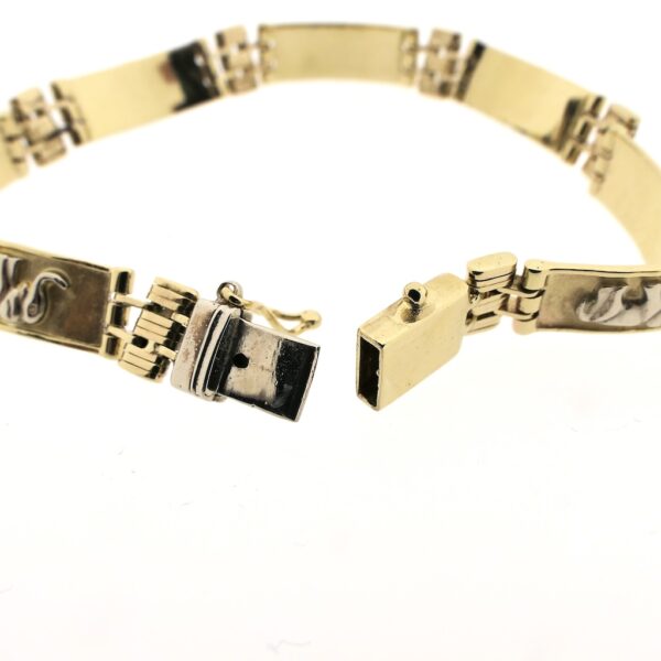 Bicolor gouden schakel armband met olifanten | 21,5 cm