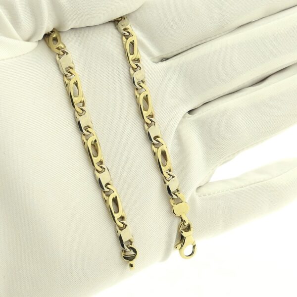 Bicolor gouden fantasie schakel armband | 20,5 cm