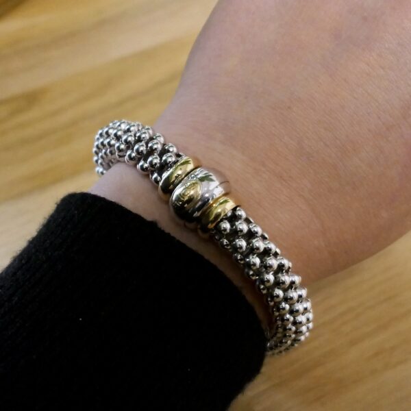 18 Krt. Bicolor gouden Mesh schakel armband; 21,5 cm | Fope
