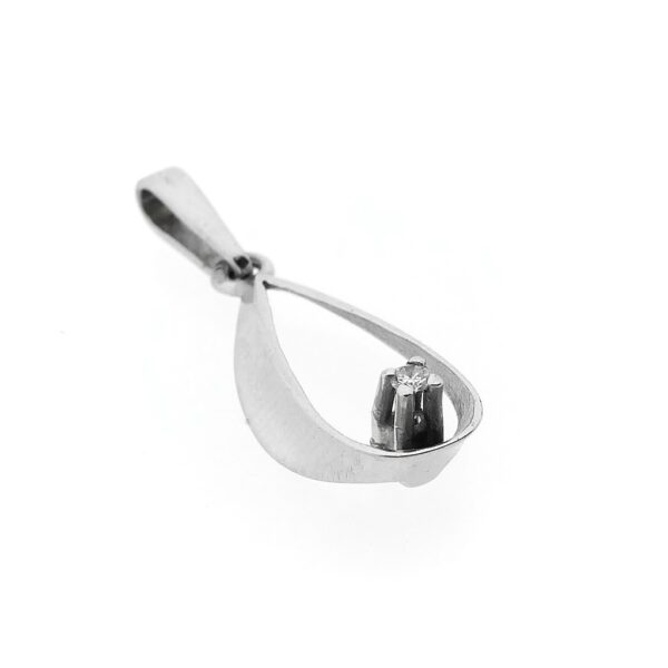 Witgouden hanger met diamant | 0,02 ct.