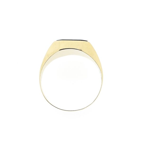Gouden heren zegelring met onyx en diamant | 0,02 ct.
