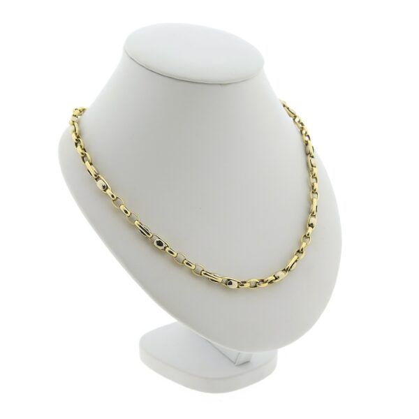 Bicolor gouden anker schakel collier | 44,5 cm