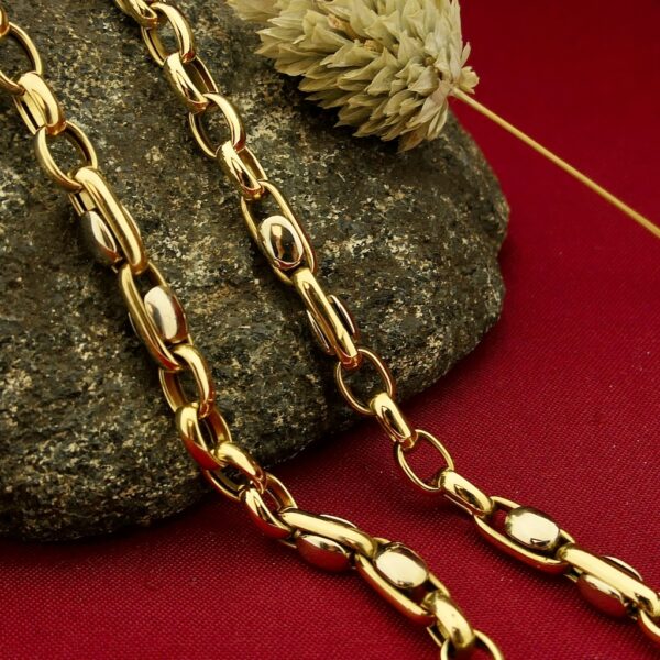 Bicolor gouden anker schakel collier | 44,5 cm