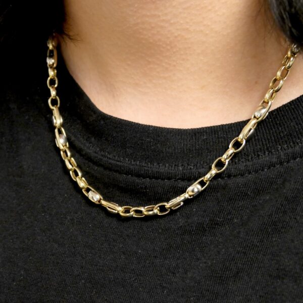Bicolor gouden anker schakel collier | 44,5 cm
