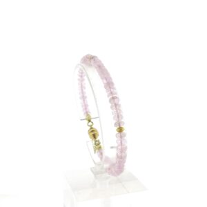 14 karaat gouden kralen armband met rozenkwarts