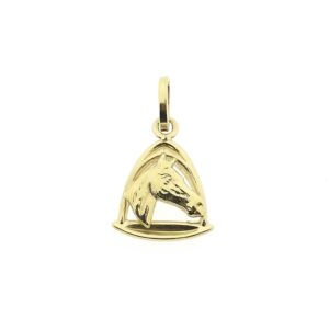 14 karaat gouden hanger van een paardenhoofd met beugel