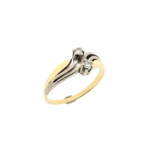 14 karaat bicolor ring gezet met totaal 0,14 ct. diamanten