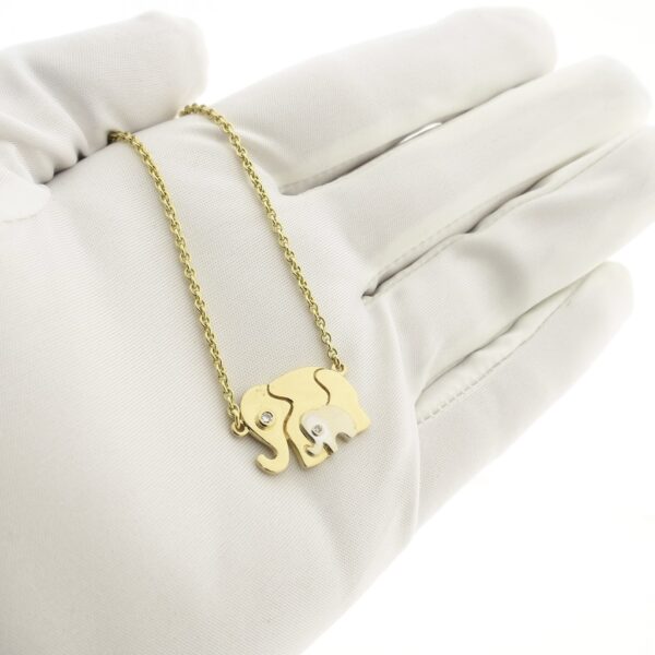 Gouden ketting met vaste hanger en diamant 0,03 ct. | 45cm