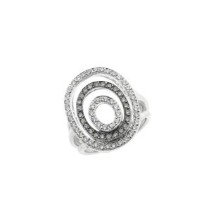 18 Krt. Witgouden ring met witte en champagne diamanten | 0,72 ct.