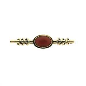 14 karaat broche met bloedkoraal