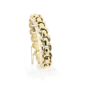14 karaat gouden Bismarck schakel armband | 19 cm