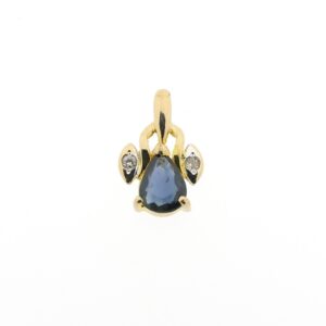 18 karaat gouden hanger met saffier en diamant