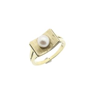 14 karaat vintage gouden ring met parel